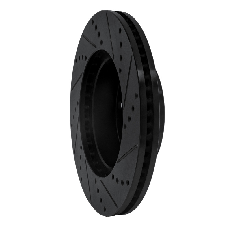 Toyota Tundra Brake Rotor (1) - Front Left - R1 Concepts - Drilled & Slotted - Black - `00-`07